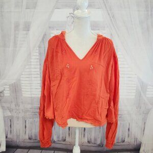 Free People Tropical Summer Hooded Peasant Top